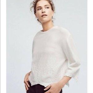 Anthropologie deletta snow sweater elbow sleeve crew neck pullover neutral